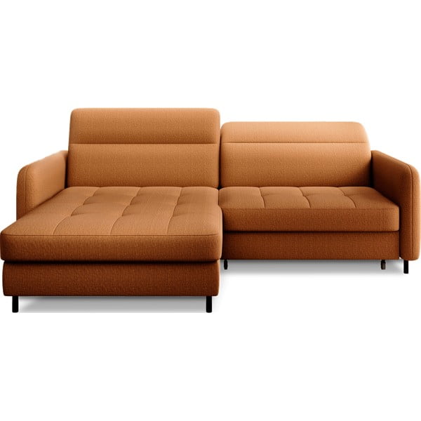 Žuta  baršunasti sklopiva/s prostorom za odlaganje kutna garnitura (s lijevim kutom/s ležaljkom) Gomsi – ELTAP