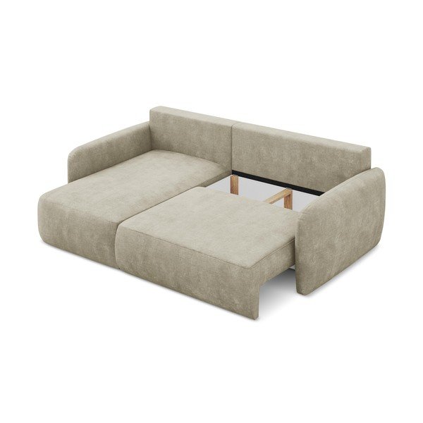 Bež sklopiva/s prostorom za pohranu kutna garnitura od šenila (s lijevim kutom/s ležaljkom) Lilo – Makamii-image-3