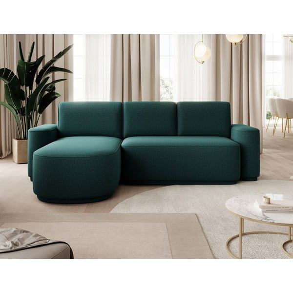 Zelena sklopiva/s prostorom za odlaganje kutna garnitura od šenila (s lijevim kutom/s ležaljkom) Aurumm – ELTAP-image-1