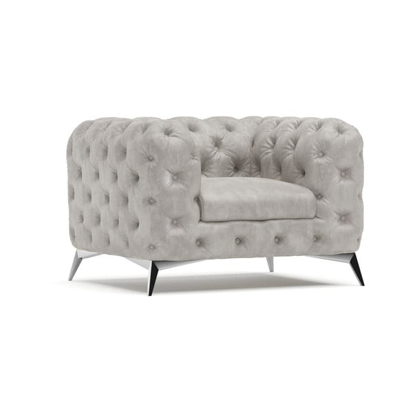 Svijetlo siva baršunasti fotelja Chelsea – Ropez