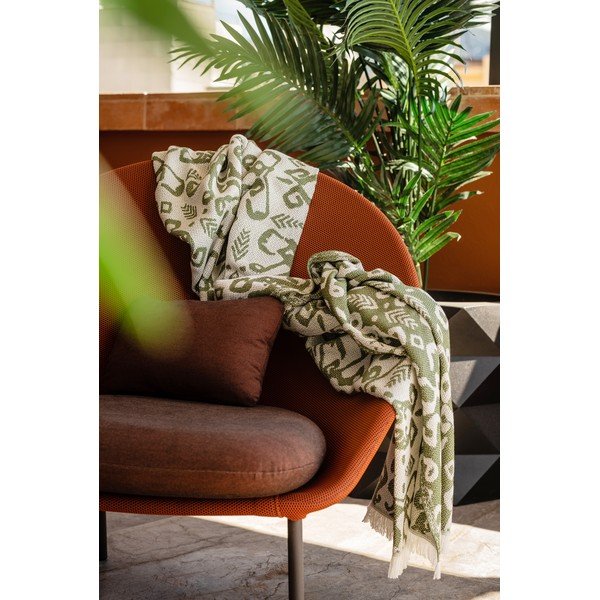 Tamnozeleni pokrivač s udjelom pamuka Euromant Summer Linen, 140 x 180 cm-image-2