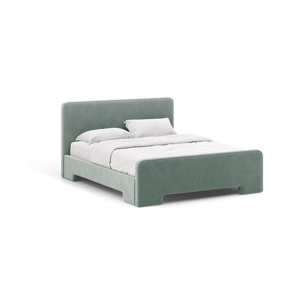 Svijetlo plavi tapecirani bračni krevet s podnicom 140x200 cm Eda – Micadoni 