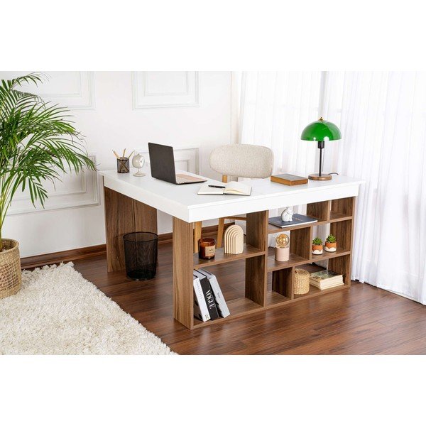 Radni stol u dekoru oraha 120x130 cm Vesper – Kalune Design-image-2