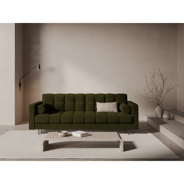 Zelena sklopiva/s prostorom za odlaganje sofa od bouclé tkanine 222 cm Bali – Cosmopolitan Design-image-1