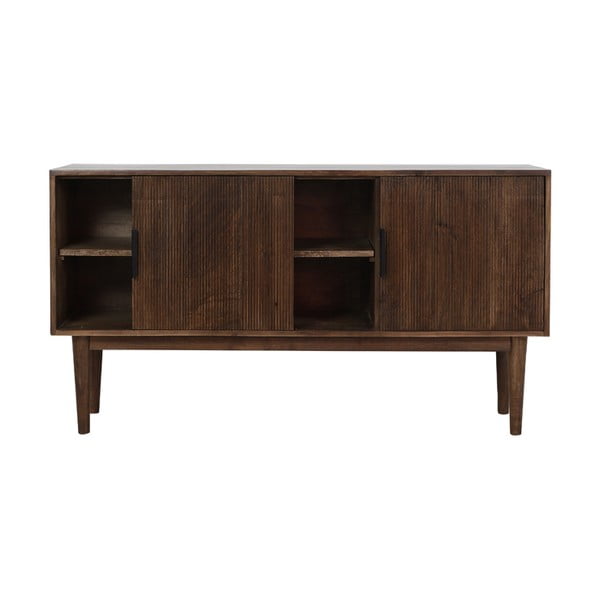 Tamno smeđa niska komoda od masivnog drveta 150x80 cm Bitika – Light & Living-image-3