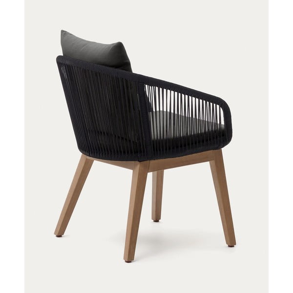 Crna vrtna fotelja od masivnog drveta Portalo – Kave Home-image-3