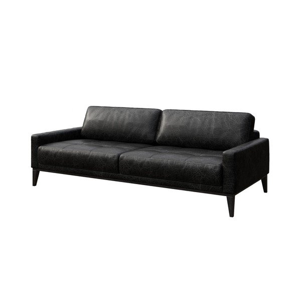 Crna kožna sofa MESONICA Musso Tufted, 210 cm-image-2