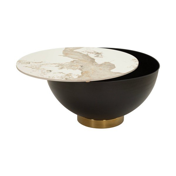 Smeđi metalni okrugao stolić za kavu ø 73 cm Glam – Mauro Ferretti-image-3