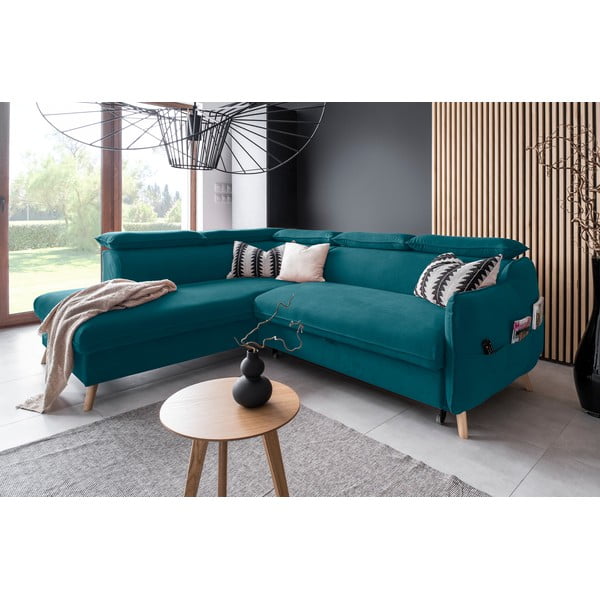 Tirkizna baršunasta sklopiva kutna garnitura (s lijevim kutom) Sweet Harmony – Miuform-image-4