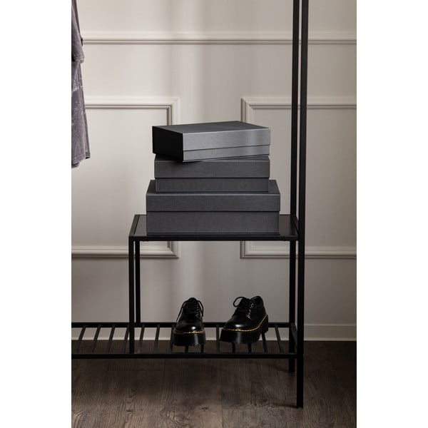 Tamno sive kartonske kutije za pohranu u setu 3 kom s poklopcem 42,5x29,5x13 cm Kian Paper Laminate – Bigso-image-2