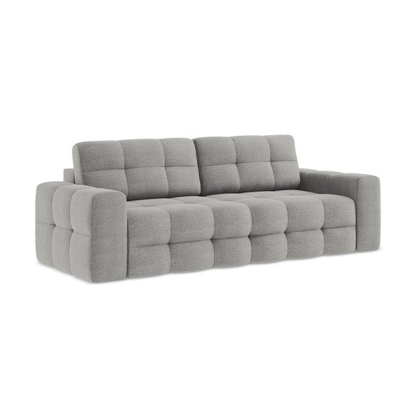 Siva sklopiva sofa od bouclé tkanine 255 cm Milu – Makamii-image-1