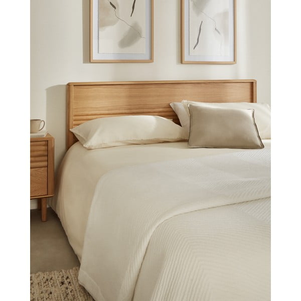 Bračni krevet od punog hrasta s podnicom 180x200 cm u prirodnoj boji Lenon – Kave Home-image-3