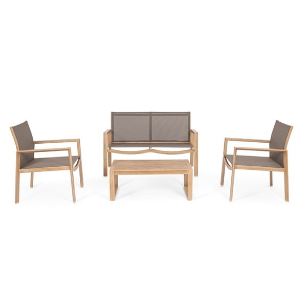 Vrtna garnitura aluminijska u prirodnoj boji za 4 osobe Kallen   – Bizzotto