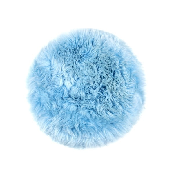 Plavi jastuk od ovčjeg krzna za blagovaonski stolac Royal Dream Zealand Round, ⌀ 35 cm
