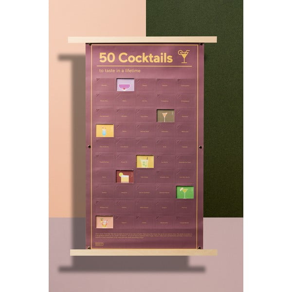 Poster DOIY 50 Coctails to Taste, 35 x 64 cm