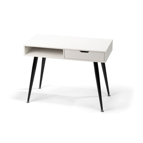 Bijeli radni stol s crnom metalnom bazom loomi.design Diego, 100 x 50 cm