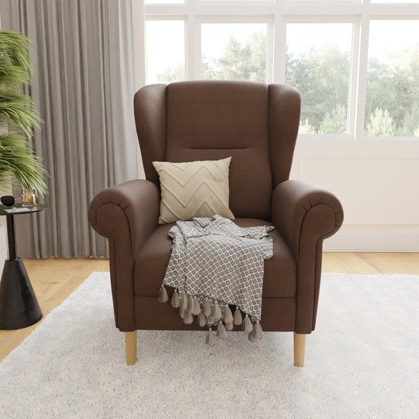 Tamno smeđa wing fotelja Swan – Ropez-image-1