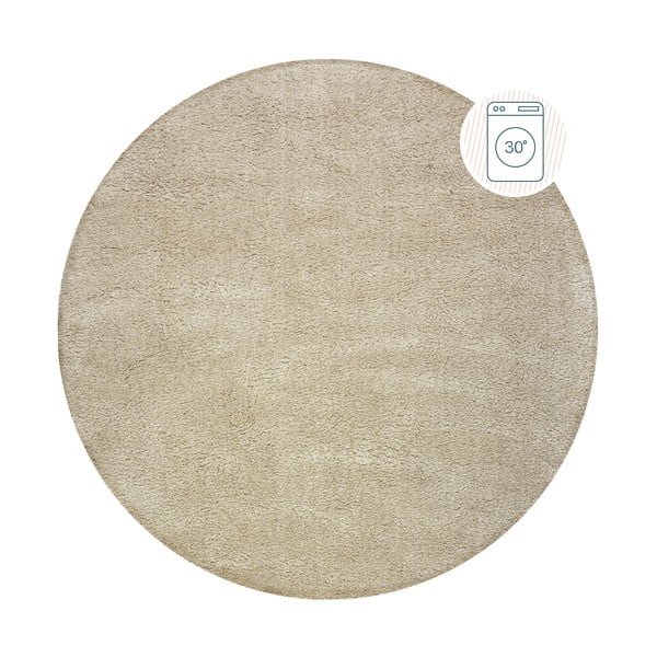 Bež perivi okrugao tepih od recikliranih vlakna 133x133 cm Fluffy – Flair Rugs