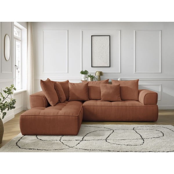 Kutna garnitura od šenila boja terakote (s lijevim kutom/u obliku slova L) Whesley – Bobochic Paris-image-4