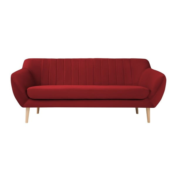 Crvena baršunasta sofa Mazzini Sofas Sardaigne, 188 cm