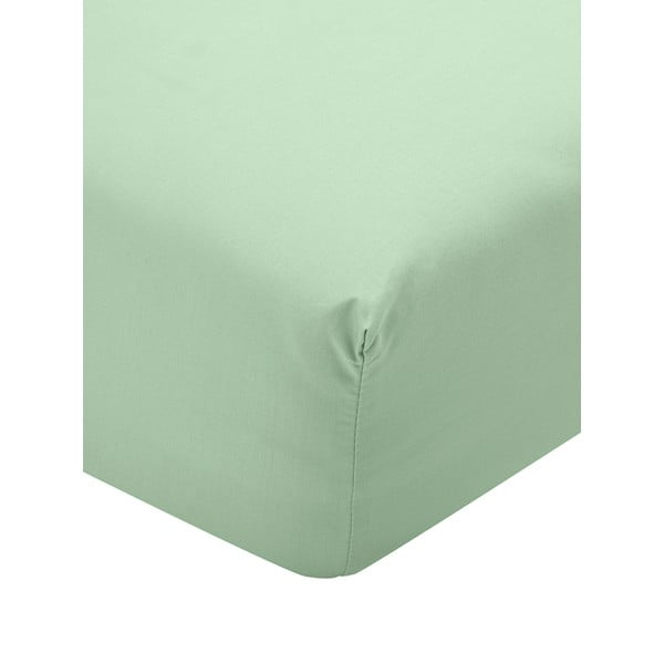 Zelena plahta od pamučnog perkala Cotton works Elsie, 90 x 200 cm