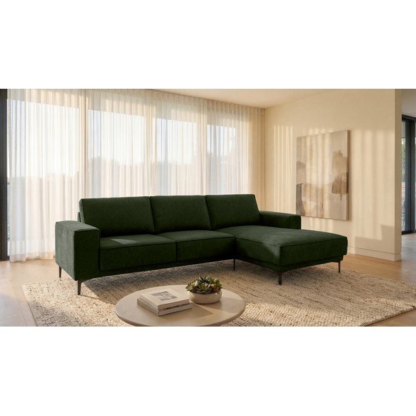 Zelena kutna garnitura od šenila (s desnim kutom/s ležaljkom) Copenhagen – Scandic-image-1