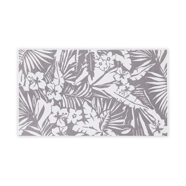 Sivo-bijeli pamučni otirač za kupaonicu Foutastic Floral, 100 x 180 cm