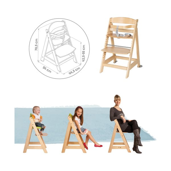 Svijetlo siva/u prirodnoj boji dječja blagovaonska stolica Style Born Up 2in1 – Roba-image-3