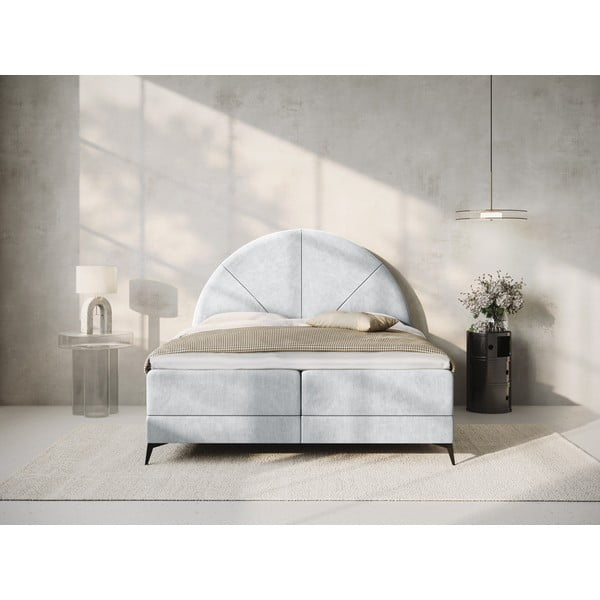 Svijetlo sivi boxspring krevet s prostorom za pohranu 160x200 cm Sunset - Cosmopolitan Design-image-1