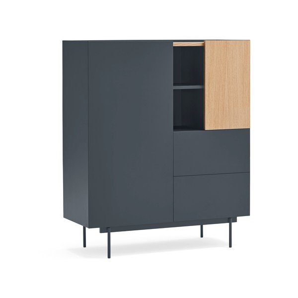 Antracitno siva/u prirodnoj boji visoka komoda u dekoru hrasta 100x120 cm Otto – Teulat-image-2