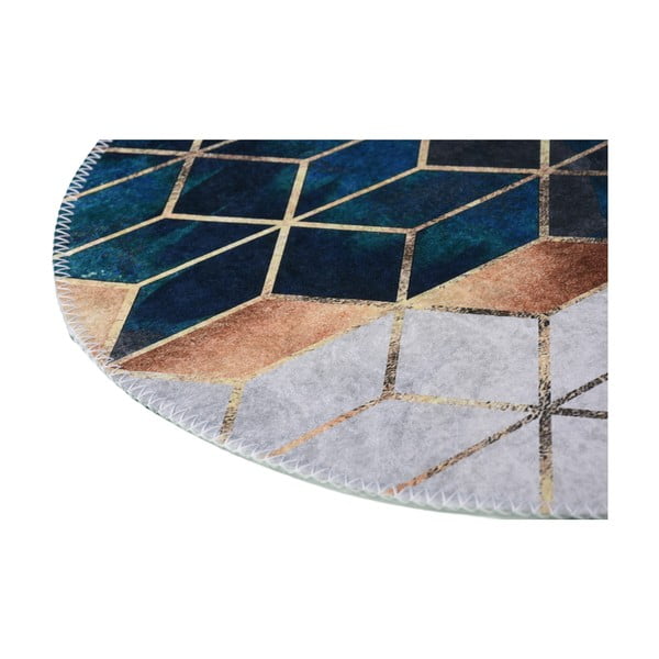 Bijelo-petrolej zeleni perivi okrugli tepih ø 100 cm – Vitaus-image-2