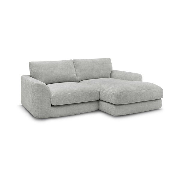 Svijetlo siva kutna garnitura od šenila (s desnim kutom/s ležaljkom) Leonore – Bobochic Paris