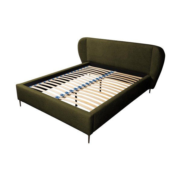 Tamno zeleni tapecirani bračni krevet s podnicom 160x200 cm Makana – Makamii-image-2
