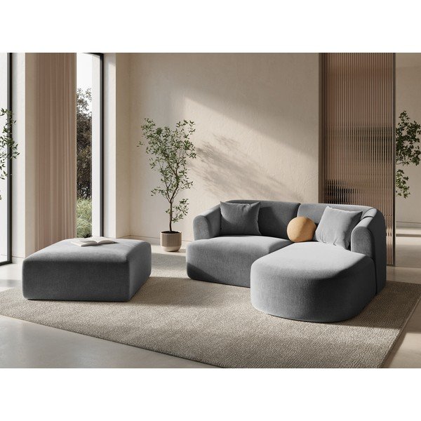 Svijetlo sivi baršunast tabure Campi – Cosmopolitan Design-image-1