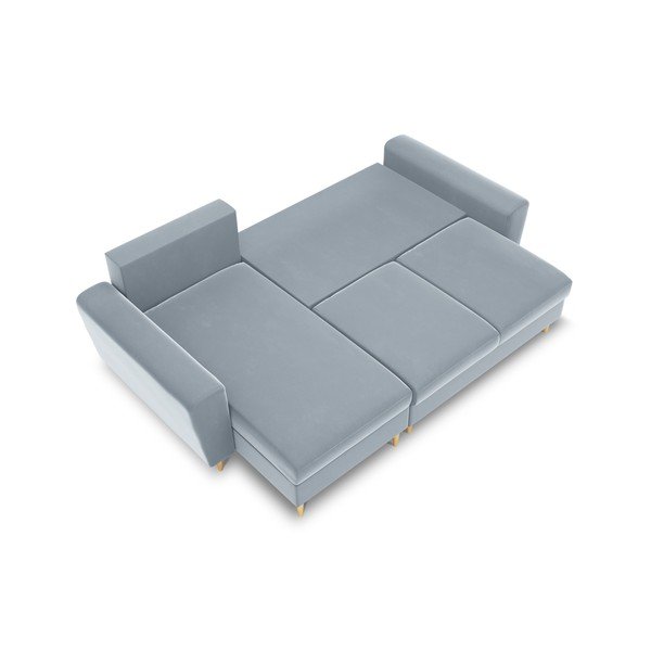 Svijetlo plava baršunasti sklopiva/s prostorom za odlaganje kutna garnitura Kyoto – Cosmopolitan Design-image-1