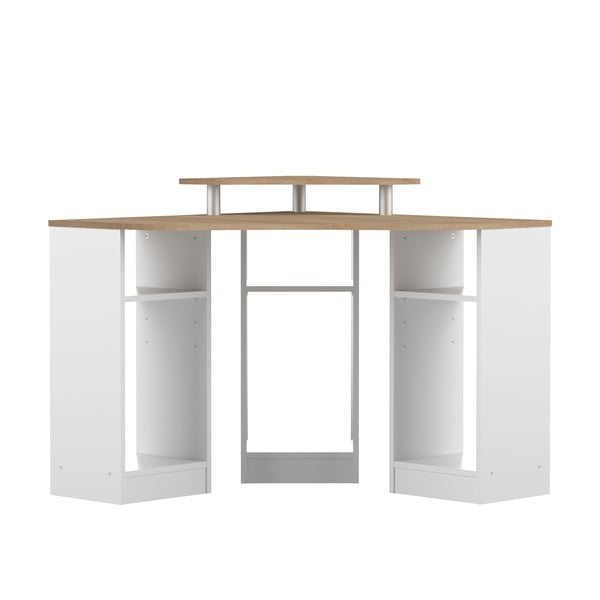 Bijeli radni stol s pločom u dekoru hrasta 94x94 cm - TemaHome 