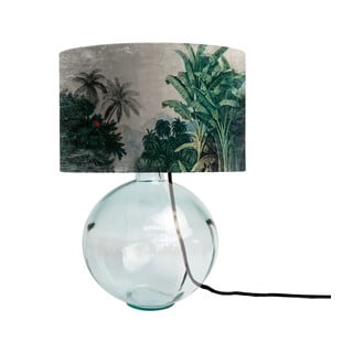 Zelena staklena stolna lampa s tekstilnim sjenilom Tierra Bella Tropical Jungle, visina 45 cm