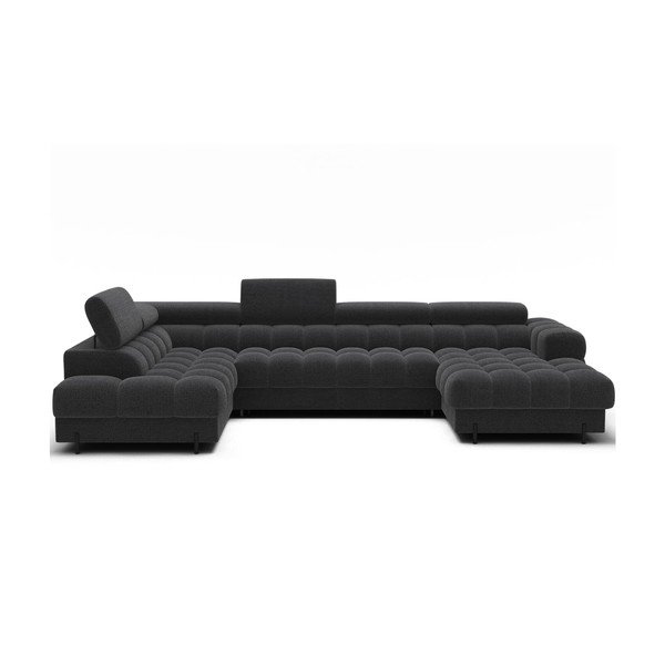 Tamno siva sklopiva kutna garnitura od bouclé tkanine (s lijevim kutom/u obliku slova "U") Feraria – ELTAP