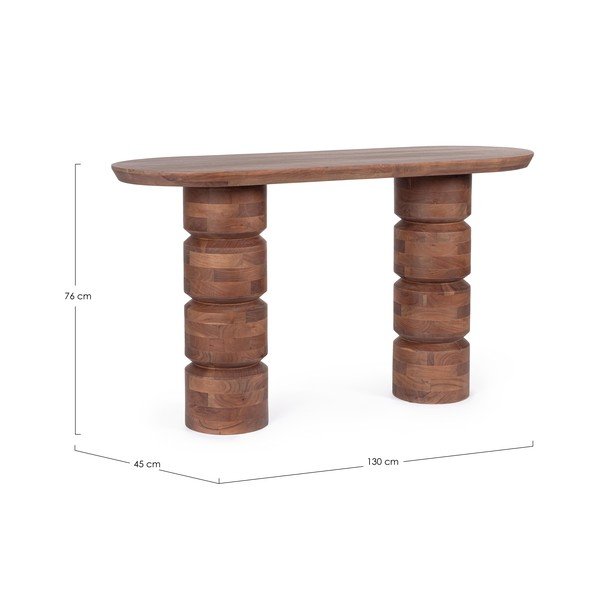 Pomoćni stol od masivnog manga u tamnoj prirodnoj boji 45x130 cm Cortez – Bizzotto-image-4