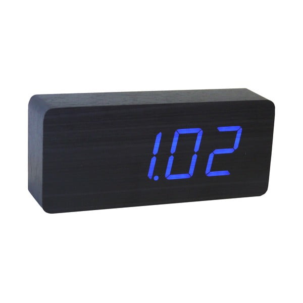 Crna budilica s plavim LED zaslonom Gingko Slab Click Clock-image-3