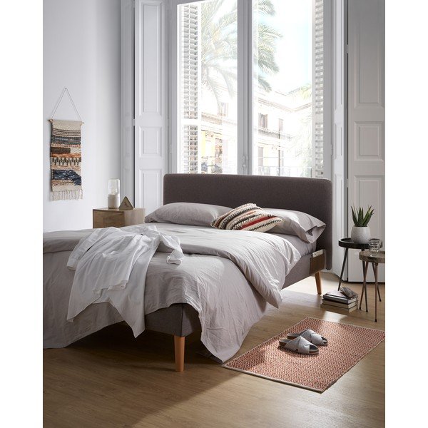 Sivi bračni krevet Kave Home Lydia, 160 x 200 cm-image-1