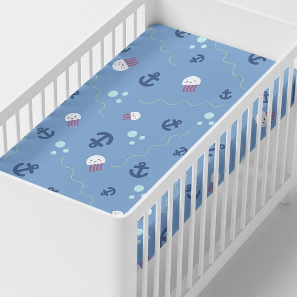 Dječja pamučna plahta happynois žuta podmornica, 120 x 60 cm-image-1