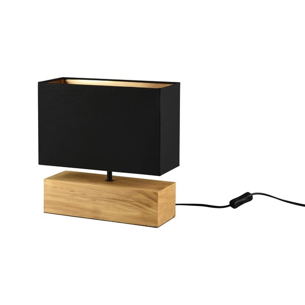 Crna/u prirodnoj boji stolna lampa s tekstilnim sjenilom (visina 30 cm) Woody – Trio