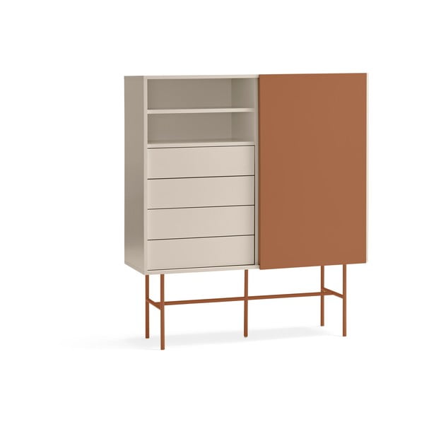 Ciglasta/bež visoka komoda s kliznim vratima 120x140 cm Nube – Teulat-image-3