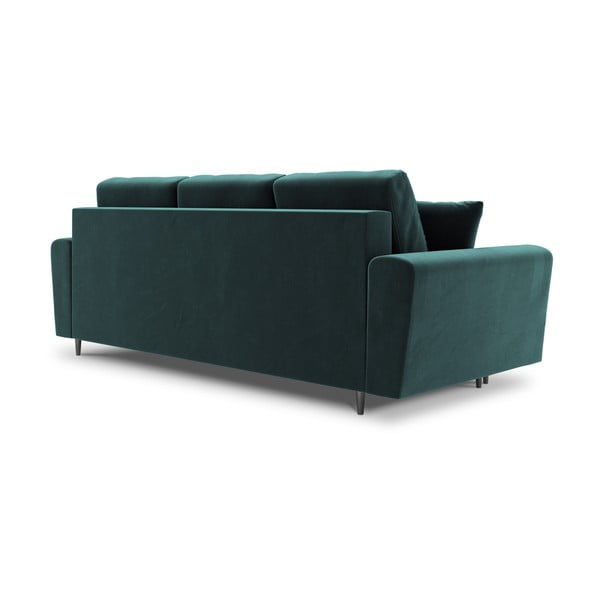 Petrolej zelena baršunasti sklopiva/s prostorom za odlaganje sofa 235 cm Kyoto – Cosmopolitan Design-image-3