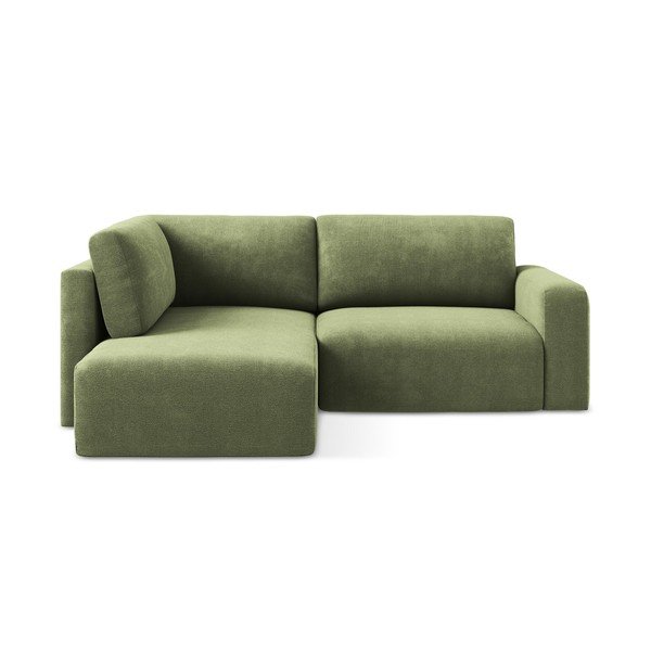 Zelena sklopiva/s prostorom za odlaganje kutna garnitura od šenila (s lijevim kutom/u obliku slova L) Kona – Makamii