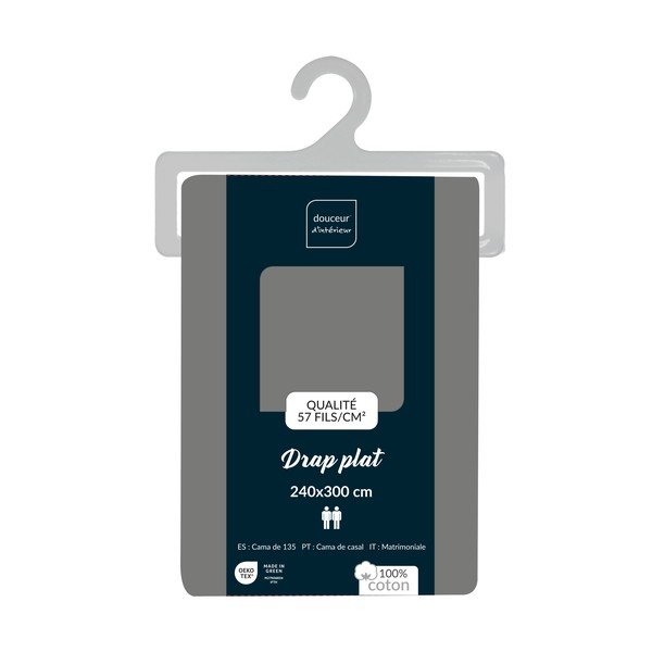 Siva pamučna plahta 240x300 cm Lina – douceur d'intérieur-image-3