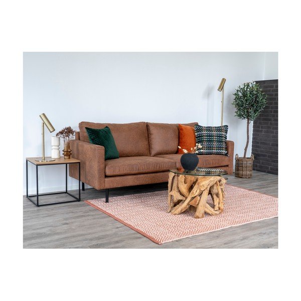 Smeđi okrugao stolić za kavu sa staklenom pločom stola ø 60 cm Grand Canyon – House Nordic-image-4