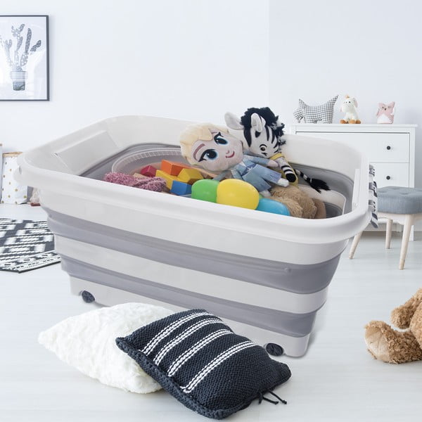 Bijela/siva plastična kutija za pohranu s poklopcem 54x39x28 cm Kemp – Orion-image-1