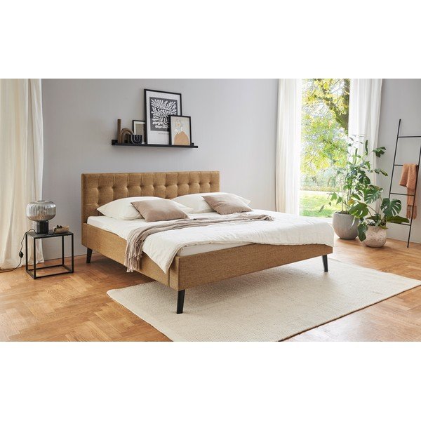 Smeđi tapecirani bračni krevet bez podnice 180x200 cm Empire – Meise Möbel-image-1